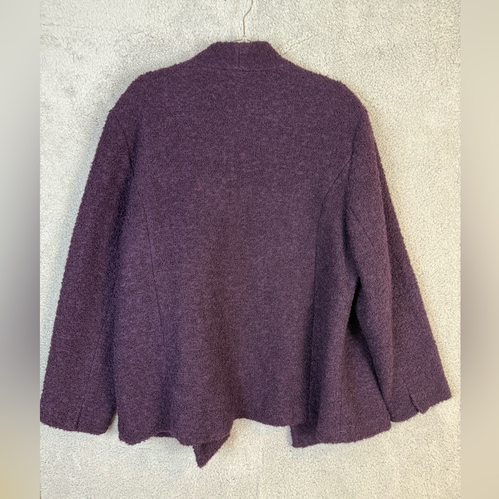 Eileen Fisher Purple Teddy Jacket with Stand-Up Collar - Picture 5 of 9